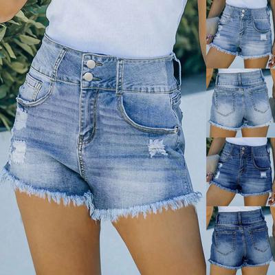 Women's Color Jeans Stretch Slim Fit Distressed Denim Shorts