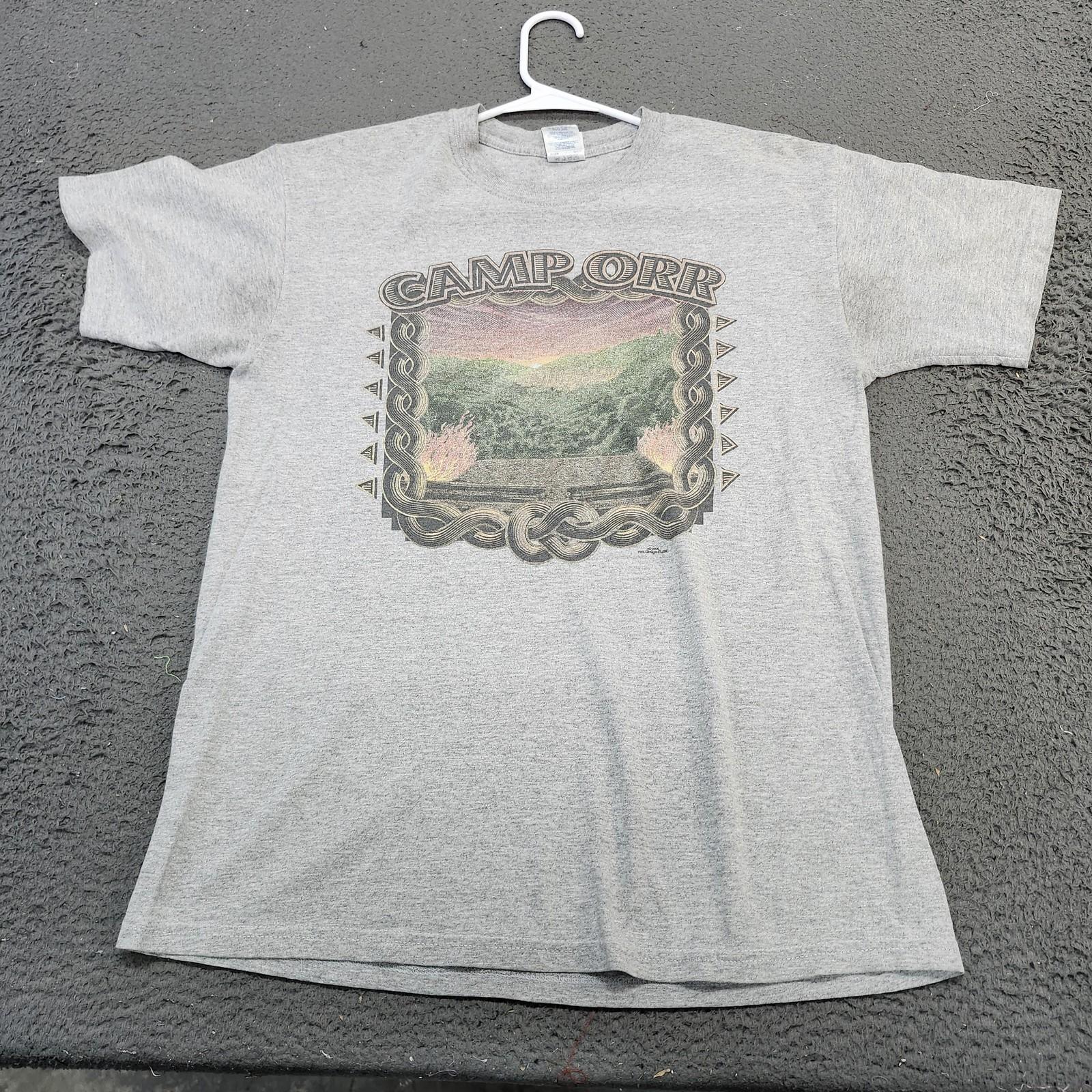 Camp Orr Shirt Mens Medium Gray Camping Graphic Tee Gildan Ultra Cotton Scenic Unisex T-Shirt XL
