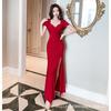 Sexy and Elegant, Low-cut, Slimming, High-slit Backless Women's Dress