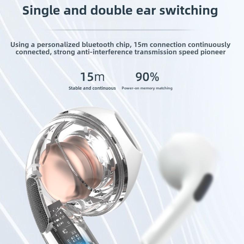 Novos Fones de Ouvido Bluetooth Sem Fio Tws Cápsula Transparente Semi-intra-auriculares Fones de Ouvido Sem Fio