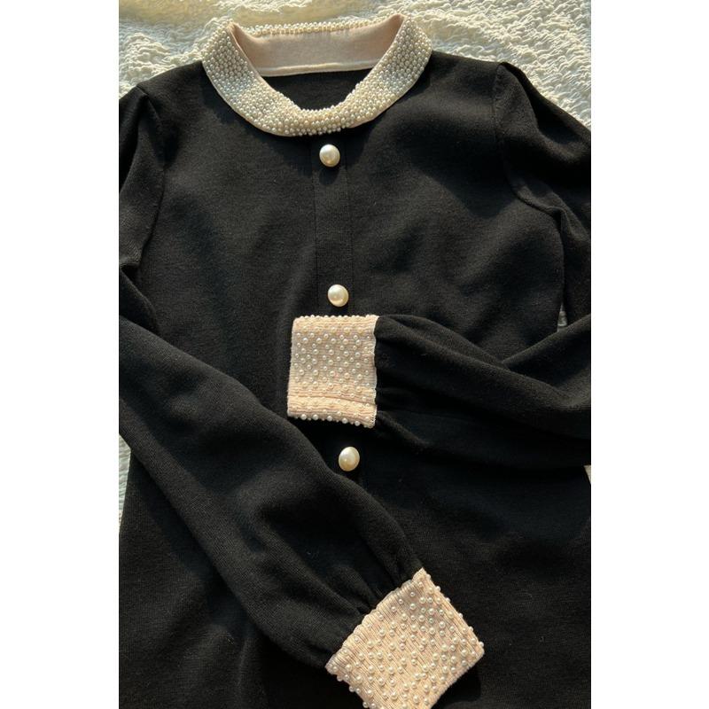Winter Femininity Socialite High Sense Cold Imperial Sister Rich Daughter Black Bottoming Dress