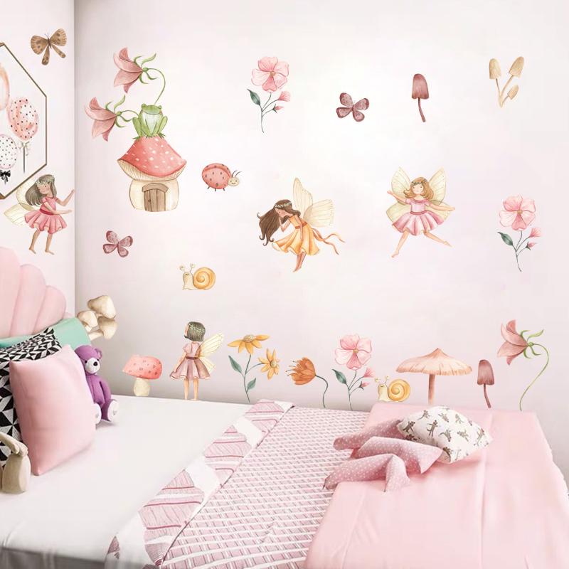 Colourful Fairy Wall Stickers Girl Room Playroom Beautiful Fairy Wall Decals Bedrom Home Decor
