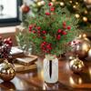 20in Artificial Christmas Topiary Ball Flowers For Outdoor Decoration  Christmas Artificial Branches With Red Berry Stems,Faux Norfolk Leaves Stems