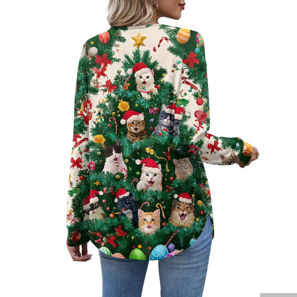 Women's Retro Printed Fashionable Long-sleeved Top