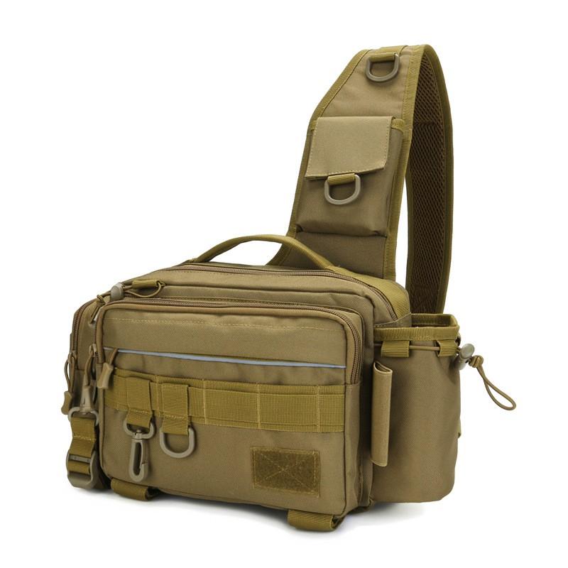 Large Capacity Fishing Tackle Bag Multi Functional Waist Pack Rod Holder Tactical Crossbody Outdoor Sports