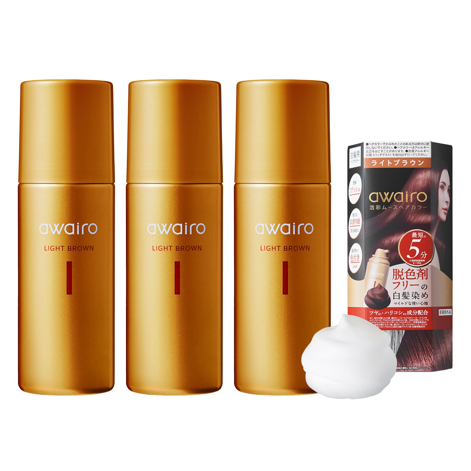 

из awairo Mousse Hair Color Gray Hair Dye 80g Permanent Hair Paint Gray Hair Hide Foam Color Women Men Gray Hair Hide [Набор 3] [Светло-коричневый] Квази-лекарство