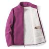 Unisex Polar Fleece Jacket Double Layer Thick Coral Fleece Lined Stand Collar Zip Up Coat Warm Windbreaker Inner Liner Outerwear For Autumn Winter