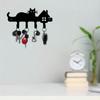 Metal Wall Key Holder with Cat Silhouette Heavy Duty Key Hooks for Entryway Kitchen Garage Storage