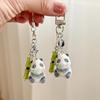 Cute Panda Shaped Bamboo Keychain Phone Lanyard Lightweight Portable Accessory Bag Phone Decoration For Kids Adults