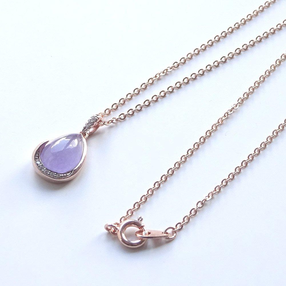 And My Jewelry SV925 Pink Gold Natural Lavender Jadeite Pendant Necklace with CZ Stone [Your Box] (May Birthstone) [Gift Wrapped]