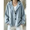 Women S Corduroy Hooded Button Pocket Casual Sweatshirt
