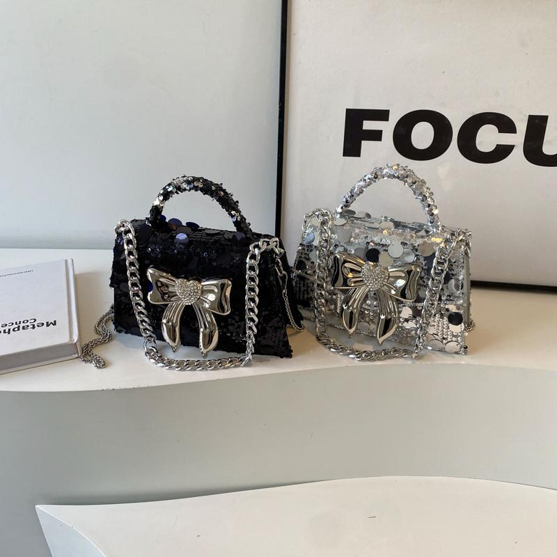 Pailletten PU kleine quadratische Schulter- und Umhängetaschen für Damen, einfarbige Diamant-Handtaschen, hohe Qualität, Mode, neu