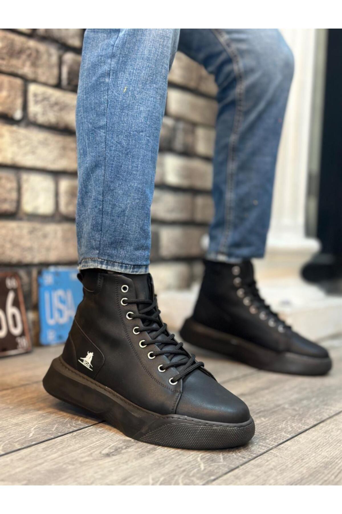 

Мужские модные черные спортивные ботинки на шнуровке Glb на высокой подошве 40