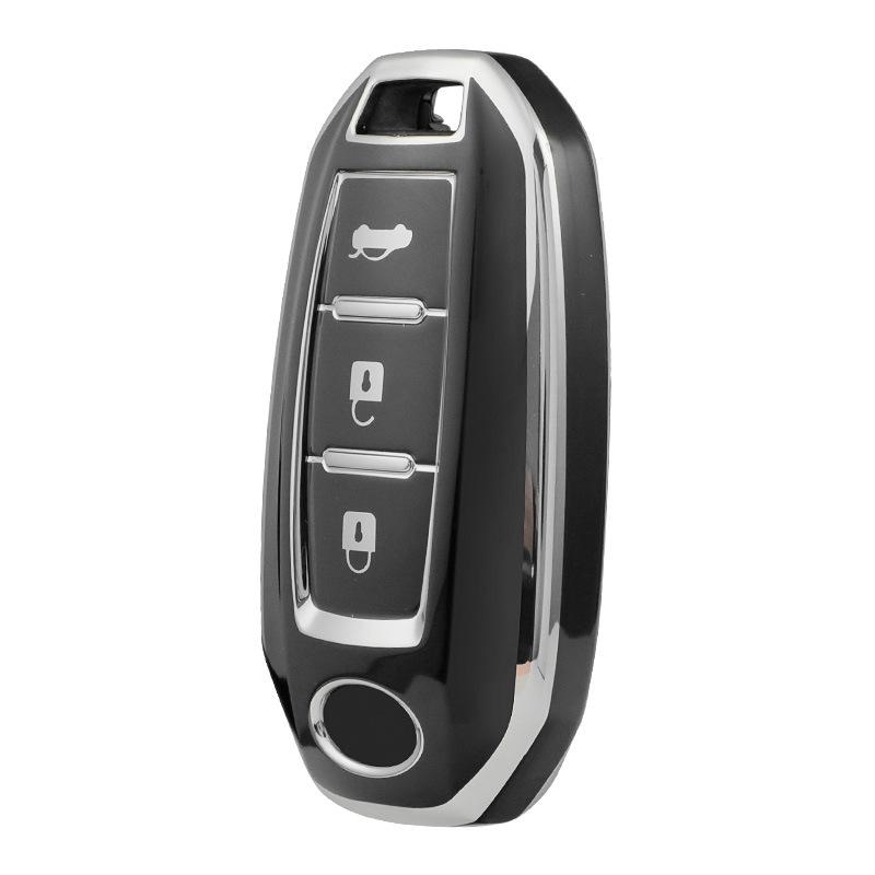 Infiniti QX50/QX60 Key Case - Soft Rubber, Silver Edged Shell.