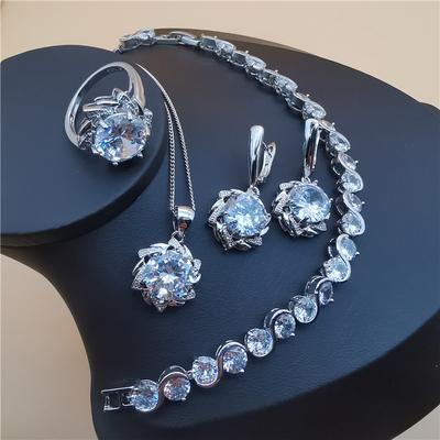 Mode Braut Kostüm Schmuck Set Damen Accessoires Ohrringe Halskette Armband Ring Set