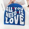 Color Simple Blocked Letter And Heart Pattern Women Casual Warm Hat Knitted