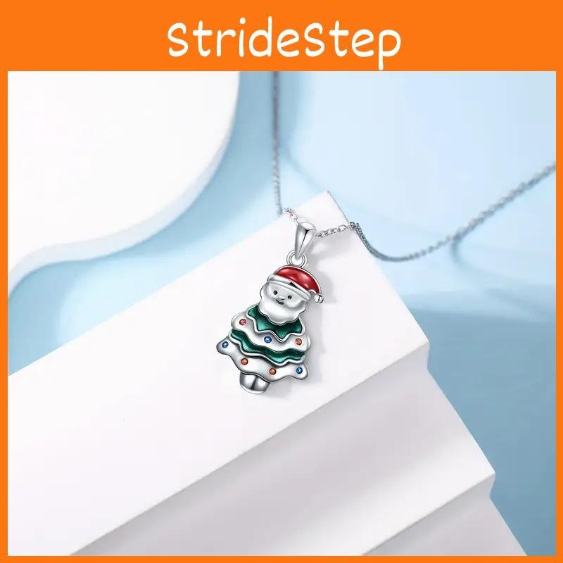 Geometric Santa Christmas Pendant Necklace Inlaid Alloy Celebration Holiday