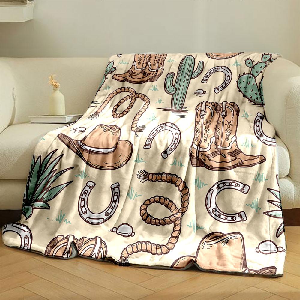 Cowboy Western Pattern Blanket print blanket soft and cozy perfect for the living room bed sofa or a nap,gift