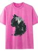T-shirt da donna a maniche corte con stampa di lettere americane retrò effetto invecchiato Hip Hop
