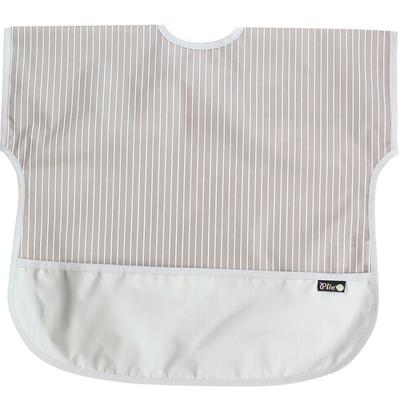 Pli? Color Matching Waterproof Short-sleeved Bib, 1 Piece, 07 Gray Stripe