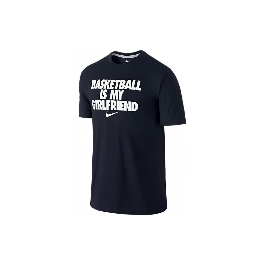 Nike Basketball Is My Girlfriend Logo Print Solid Color Round Neck Sports Quick-Dry Short Sleeve T-Shirt Men T-Shirt Black 816084-010