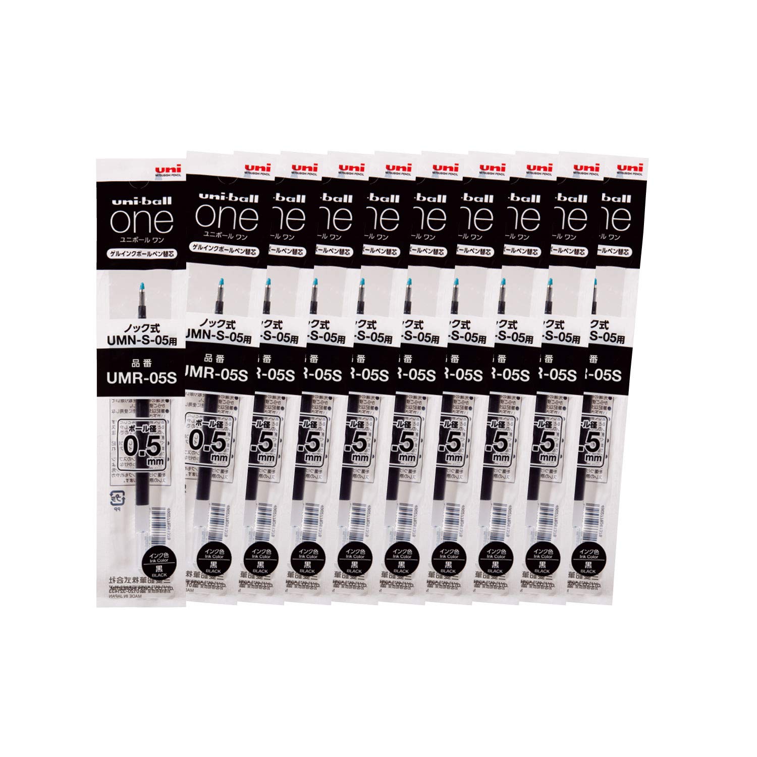 

Гелевый стержень для шариковой ручки Mitsubishi Pencil Uniball One черный 10 шт. Hako 0.5 UMR05S.24