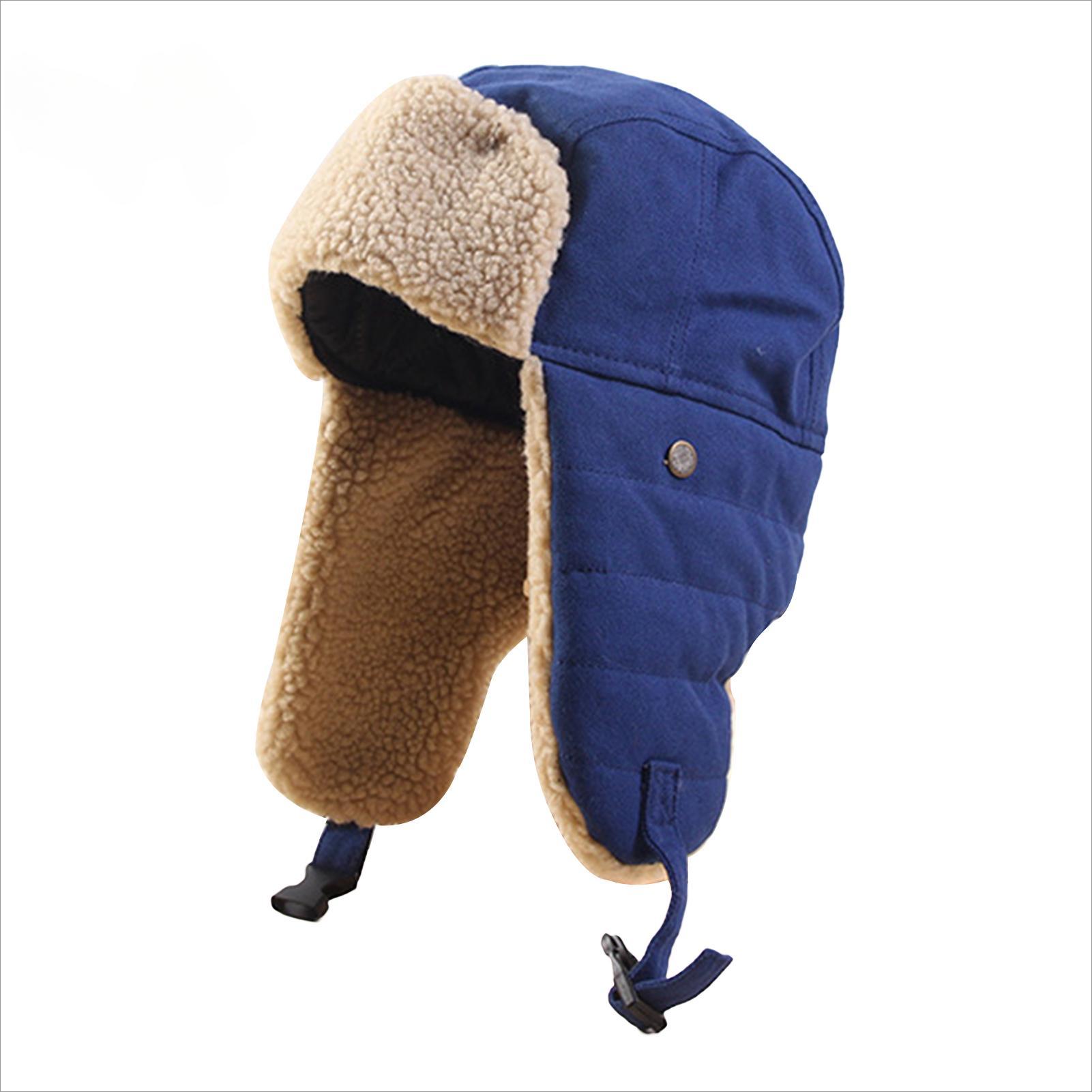 

Cycling Windproof Men Women Winter Skiing Snow Warm Bomber Hat Soft Earflap EMA синий