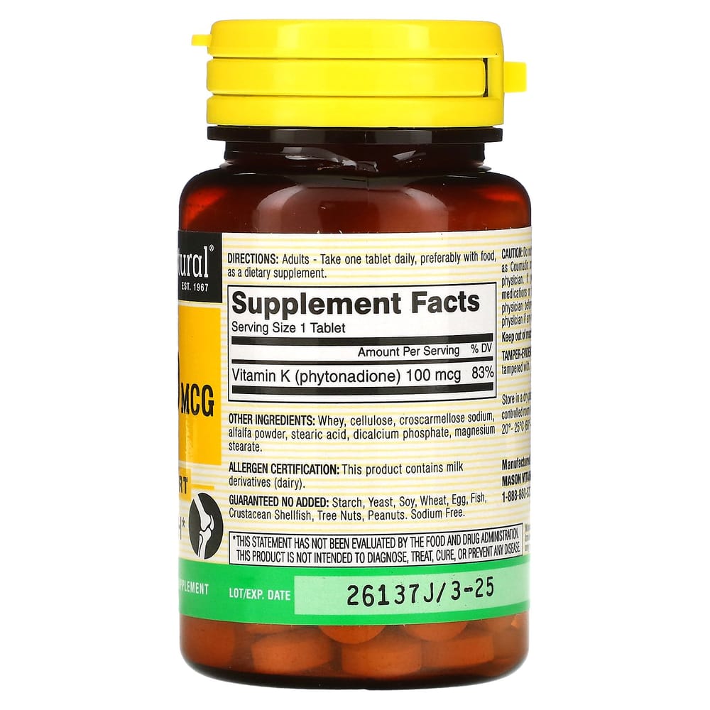 Mason Natural Vitamin K 100mcg 100 Tablets