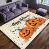 Halloween Pumpkin Area Rug, Large  Polyester Crystal Velvet Carpet, Non-Slip All Saints' Day Themed Floor Mat, Comforta