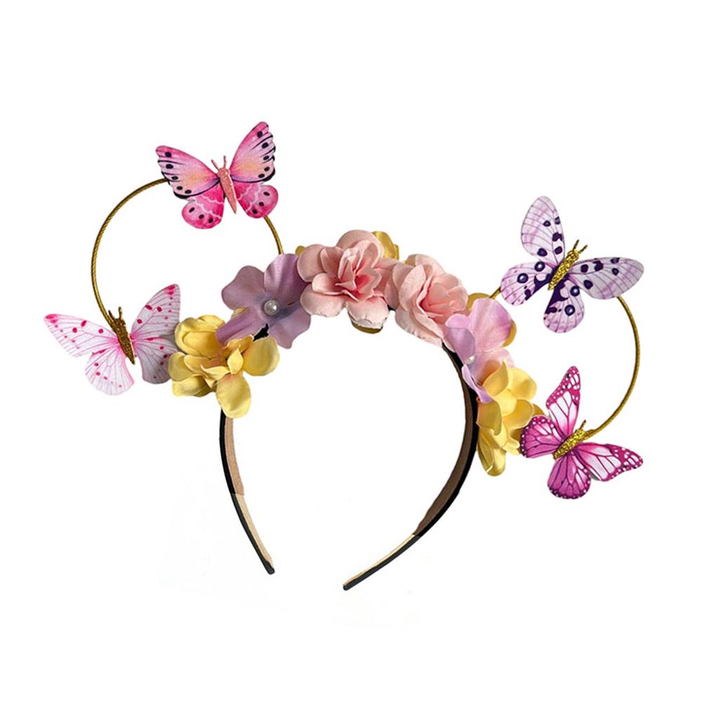Floral Headbands For Kids And Girls Butterfly Crown Adjustable Flower Hair Accessories For Photography Props