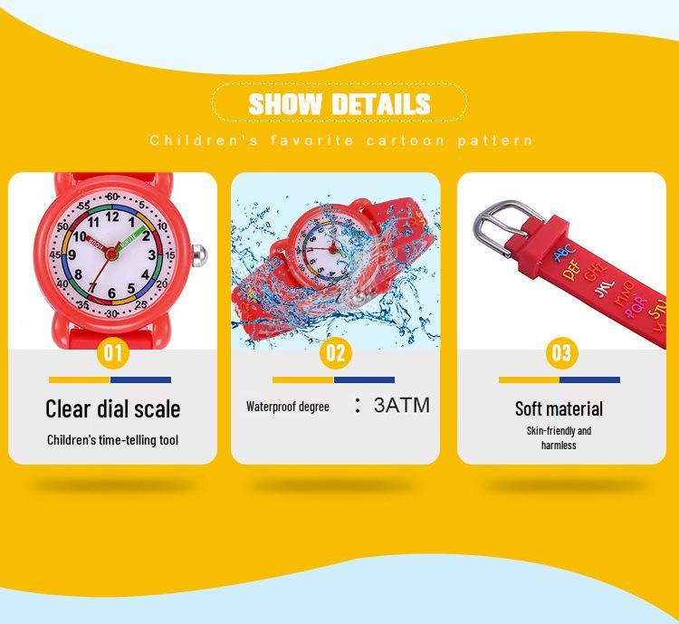 Children's 3D Cartoon Waterproof Quartz Watch for Primary School Students
