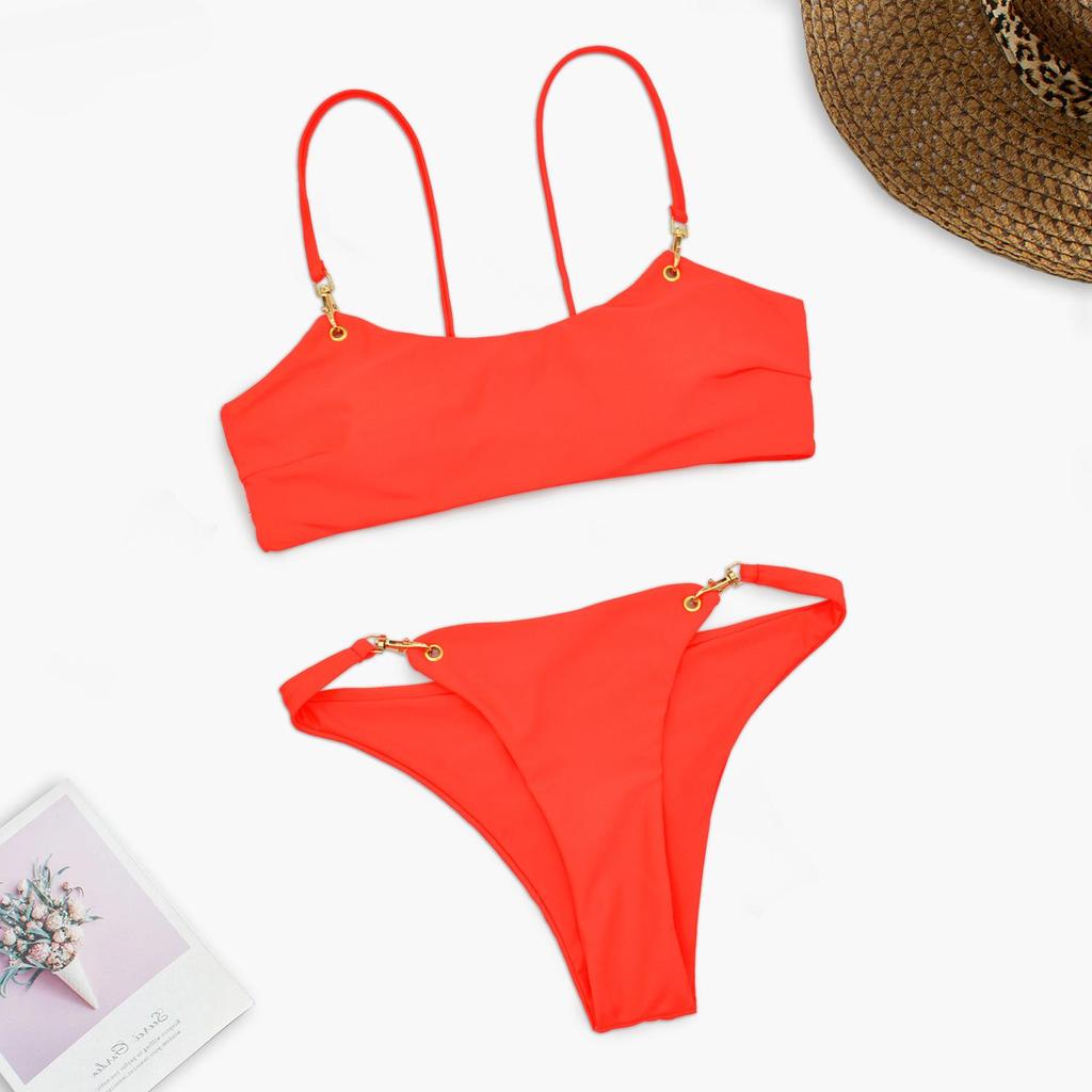 New European & American Style Strapless Bikini - Women's Black Circle Swimsuit