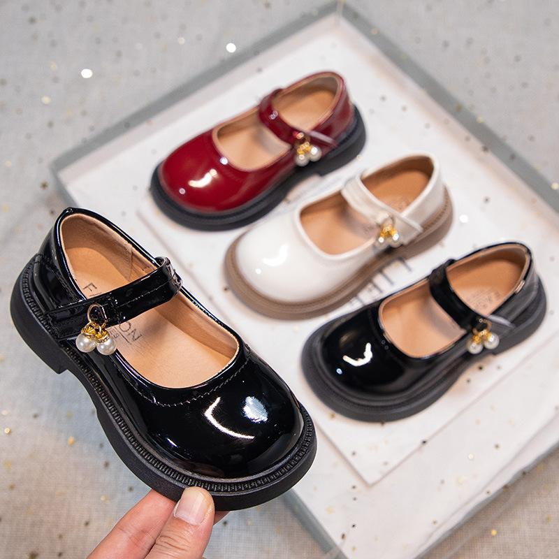 Girls' black leather shoes, children's soft-soled princess shoes 2025 performance shoes, older children's primary school students' leather shoes, wome