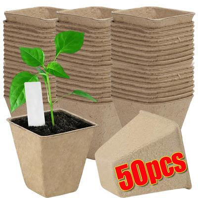 Round Pulp Seedling Cups With Drainage Holes Biodegradable Mini Nursery Plant Flowers Vegetable Seedlings Trays Garden Supplies