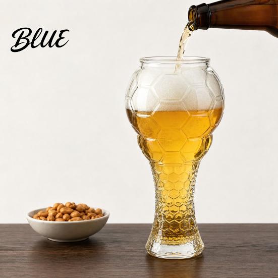 Large Capacity Beer Glass Soccer Trophy Glass 400/600ml Mug Heavy Duty Football Hercules Cup Mug Shaped Pint for Home Bar Gift Sports Fans