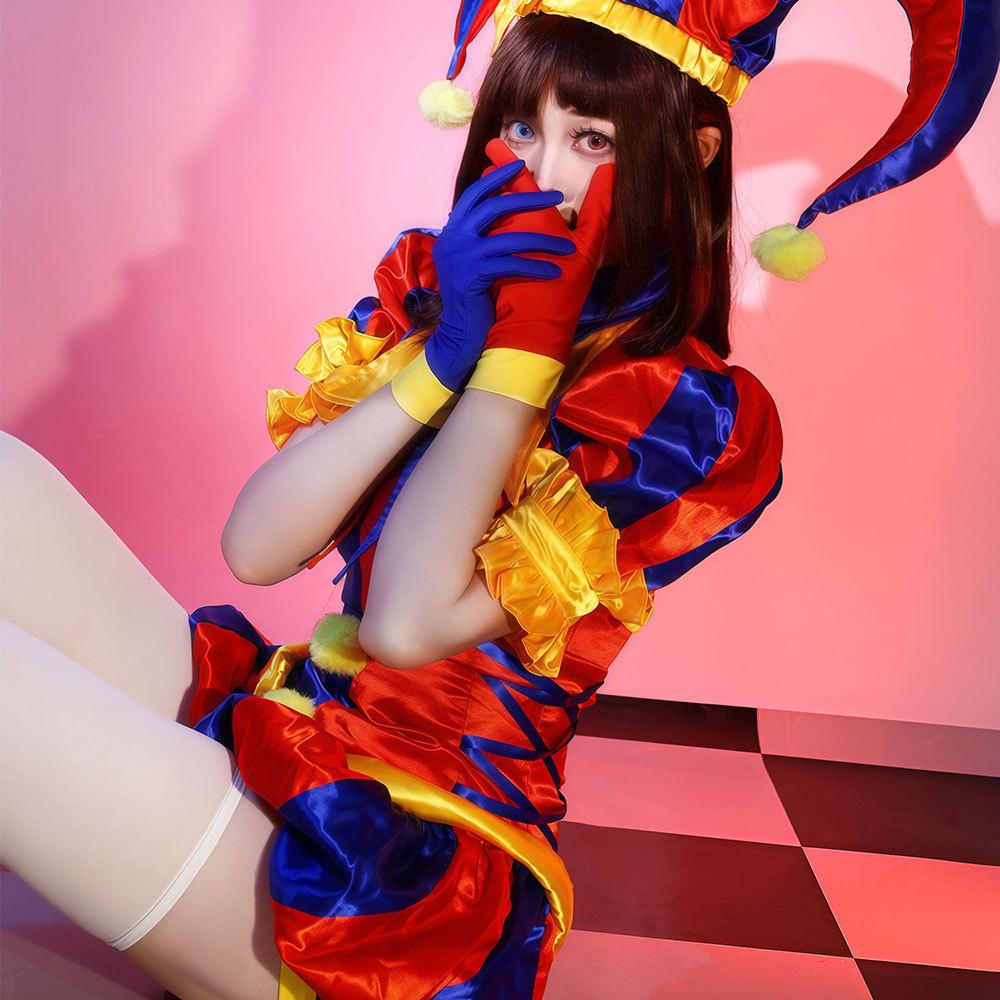Pomni Cosplay Costumes Clown Uniform Anime The Amazing Digital Circus Role Play Halloween Carnival Party Outfit