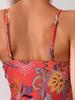 Women's Slimming Printed Tankini Set with Tummy-Covering Sling Top and Solid Triangle Bottoms