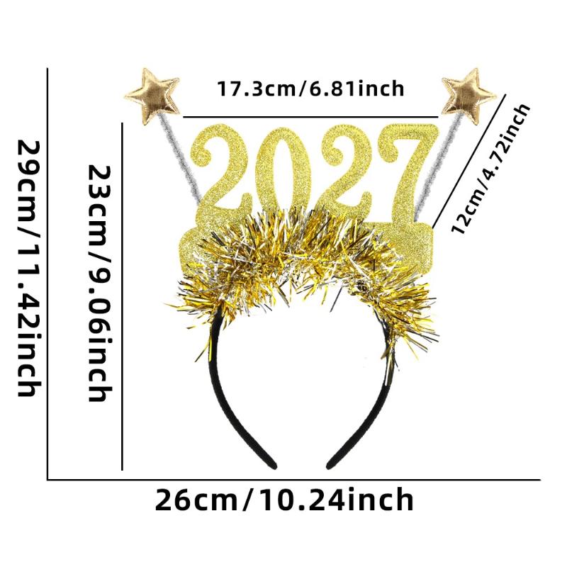 Creative Christmas Star Headband 1/4Pcs Color Strip Design Suitable for 2027 New Year Eve Party Decoration