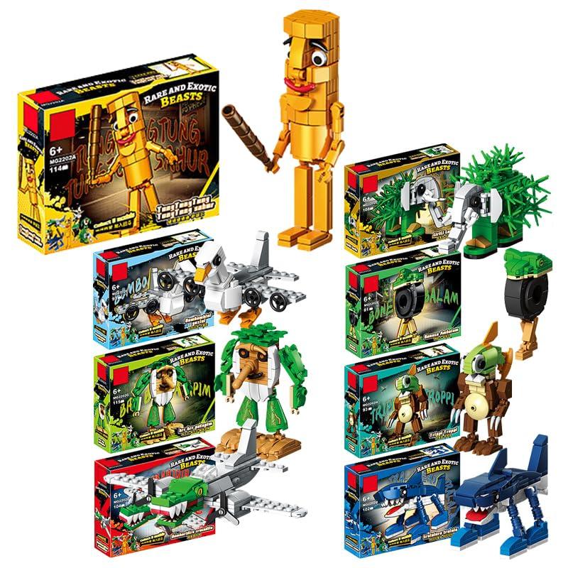 

Набор из 8 итальянских строительных блоков Brainlot, игрушки Tuntuntunsurfull, Траларелло Тралала, сборная пластиковая модель, интернет-мем, фигурки, смешные дети