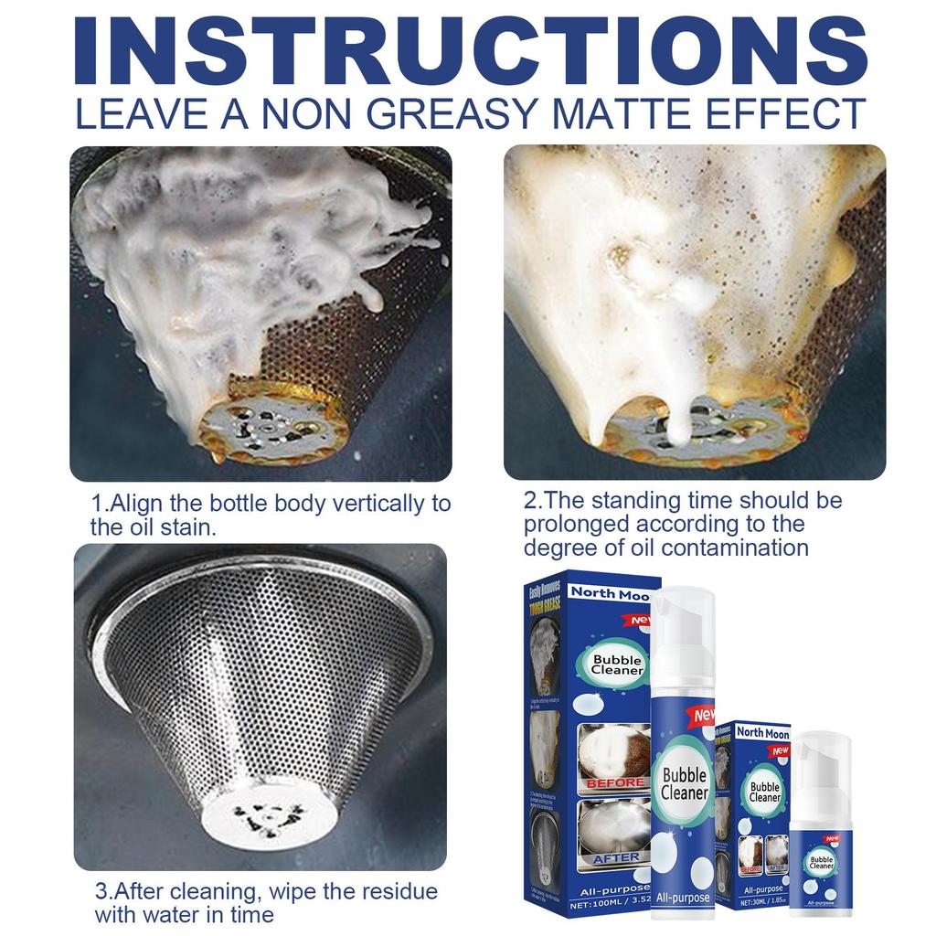 Jue-Fish Grease Foam Cleaner Kitchen Cooktop Hood Multi-Purpose Heavy Duty Grease Foam Cleaner