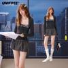 Color Block Bow Tie Faux Two-Piece Long Sleeve T-Shirt
