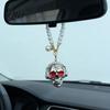 Spooky Vehicle Accessories Skull Car Hanging Ornament, Gothic Faux Pearl Chain Auto Rear Decorative Ornament for Cars View Mirror Charm, Funny