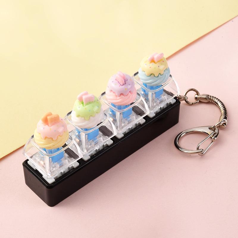 Cartoon Bread Button Squeeze Toy Keychain: Stress Relief and Distraction Gadget
