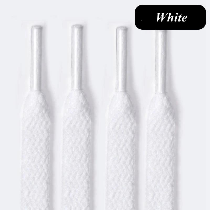 White Flat Sport Shoelaces Thick Non-Elastic Sneaker Lace for Women Leisure Shoe String Accessories