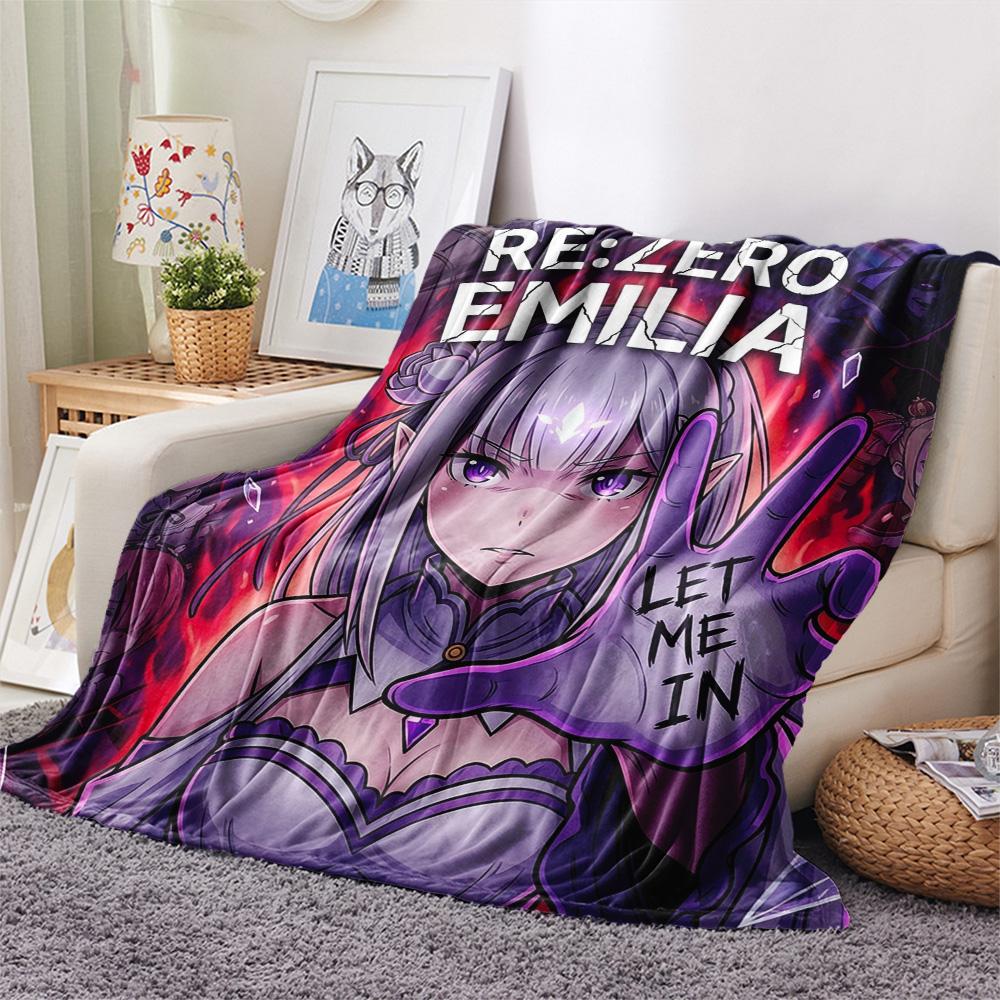 1 Stück Re Zero gemusterte Flanelldecke Geeignet für alle Jahreszeiten Für Heimdekoration Wärme und Komfort Geschenke Feiertagsgeschenk