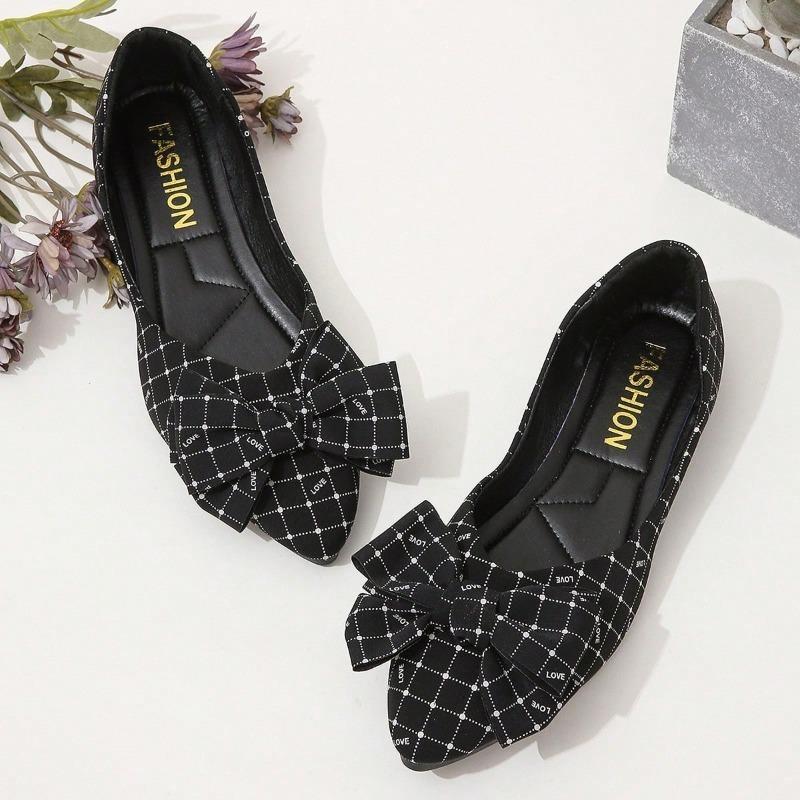 Fashion Ladies Shoes 2025 Hot Sale Shallow Women's Flats Fashion Butterfly-knot Daily Plus Size Color Matching Light Flat Low Heels