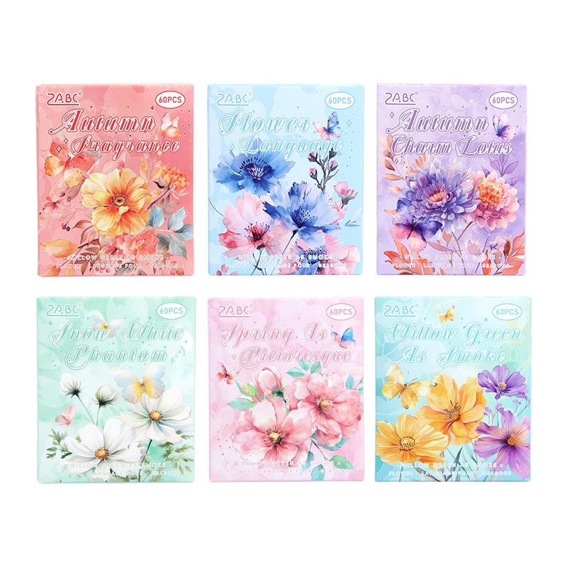 Yuezhen Four Seasons Floral Language Retro PET Stickers for Journals