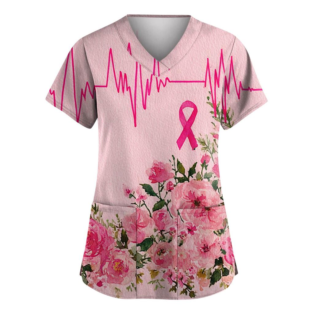 Dámská móda Overal s V výstřihem a krátkým rukávem s kapsami Potištěné topy Oblečení