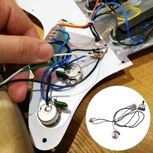 Guitar Wiring Harness, Electric Guitar Wiring Harness Kit Replacement Guitar Pre-Wired Harness Humbucker Wiring Harness 3-Way Toggle Switch for Electr