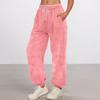 Women's Fashionable Solid Color Pocket Drawstring Elastic Waist Plush Casual Pants